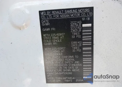 2017 Nissan Rogue Sv from USA, damaged, VIN KNMAT2MV6HP506366